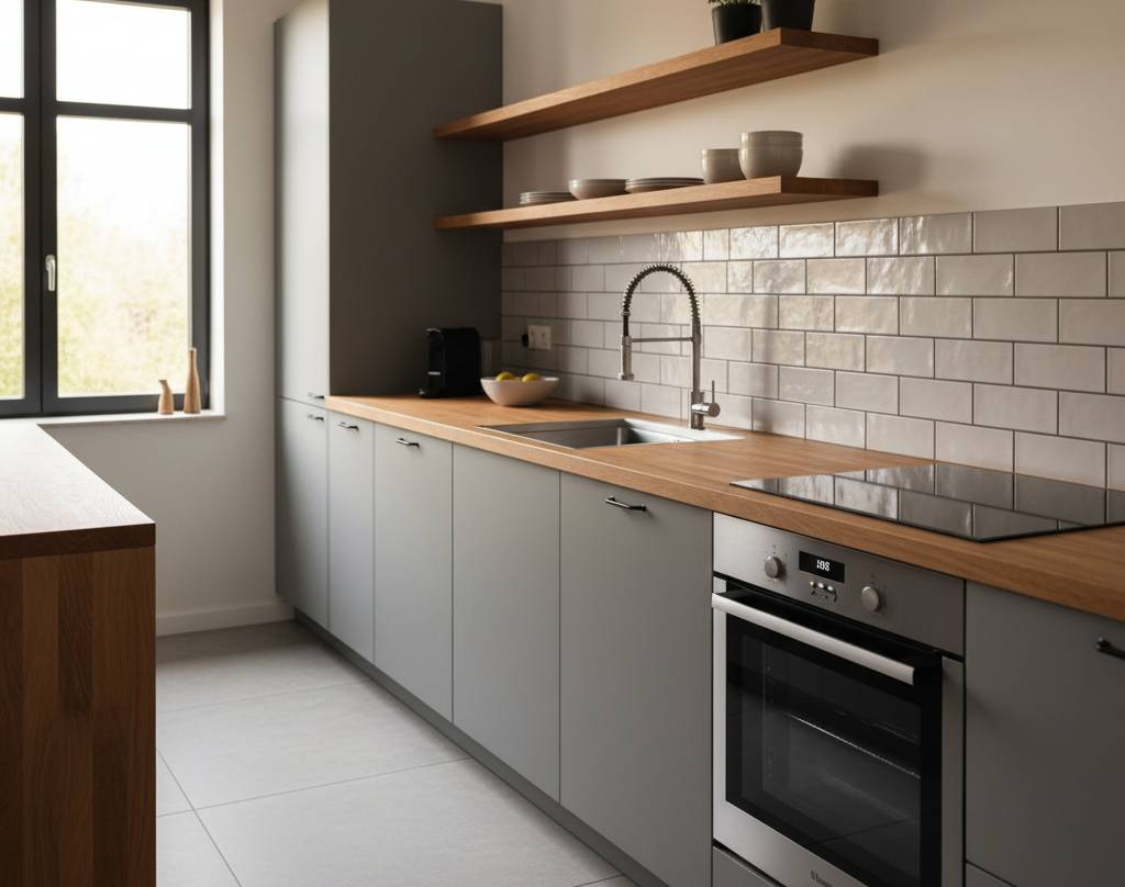 Szara kuchnia z drewnianym blatem - jak ją zaaranżować?