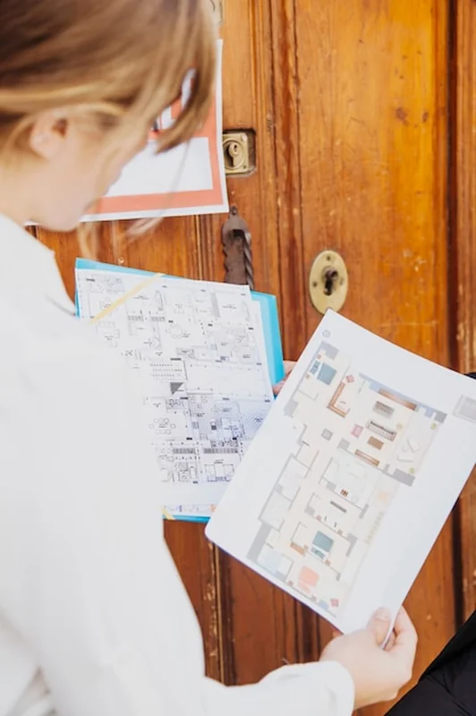 Agent nieruchomości z planami