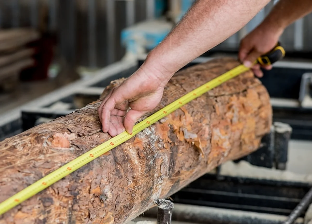 Nowoczesny tartak z przemysłowymi deskami do krojenia z bali